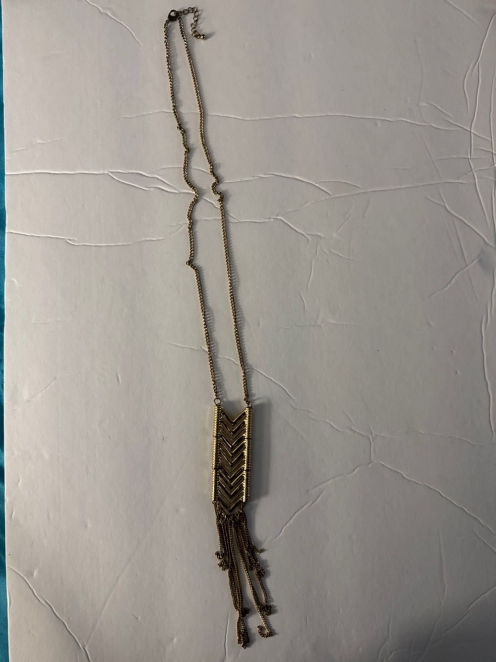 Gold Chevron Tassel Pendant Necklace - Women Jewelry